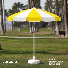Branda Marketim Sarı- Beyaz Plaj Şemsiyesi 200 cm Ø (Bidon Ayak Dahil)