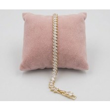 Museum Of You 14K Altın Kaplama Tam Tur Zirkon Taşlı Arpa Model Su Yolu Kadın Bileklik