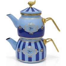 Premium Home Pr Home Alaria Mavi Rose Model Emaye Çaydanlık