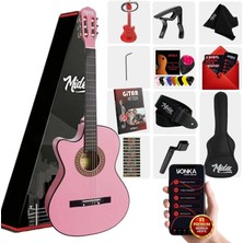 Midex CG-396PK Solak Klasik Gitar Pembe Full Set Sap Ayarlı 4/4 Yetişkin Boy