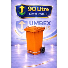 Umbex Plus Turuncu Tıbbi Plastik Çöp Konteyneri 90 Litre Plastik Konteyner - A Isıya Karşı Dayanıklı-