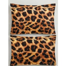 More Home %100 Pamuklu 5d Kapaklı Yastık Kılıfı (2 Adet) 50 x 70 cm -Leopar Postu