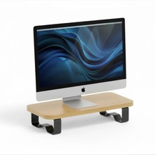 Storemax NO35 Prexua Upster Ahşap Monitör Standı - Ergonomik Monitör Yükseltici (Safir Meşe - Siyah Ayak, Medium)