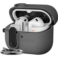 Storemax NO35 Teknoft Samsung Galaxy Buds 3 Pro, Buds 3 ve Buds 3 Fe ile Uyumlu Mandallı Kapak Kilit Sistemli Kumlanmış Mat Dokulu Darbelere Dayanıklı Hibrit Kılıf (Gri)