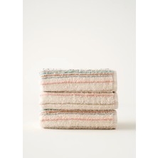 Bella Maison %100 Pamuk Stripe Ipliği Boyalı 3'lü Yüz Havlusu Seti Krem (50X90 Cm)