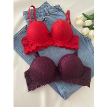 Gold Night Kadın Dantelli Desteklli Balenli Push Up Dolgulu Soft Sütyen Ikili Paket