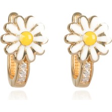 Berk Mücevherat 14 Ayar Altın Papatya Figürlü Mineli Taşlı Çocuk Küpe