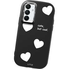 HONTINGA Samsung Galaxy A15 ile Uyumlu Kılıfı Kamera Korumalı Düşüme Önleyici Basitlik Siyah Yumuşak Silikon Telefon Kılıfı Kalp Desenli K4-0238