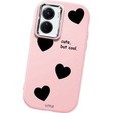 HONTINGA Vivo Y02S ile Uyumlu Kılıfı Kamera Korumalı Düşüme Önleyici Basitlik Pembe Yumuşak Silikon Telefon Kılıfı Kalp Desenli K4-0238