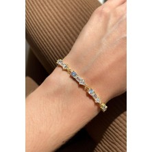 Spossy Silver Jewelry Baget Taşlı Geometrik Tasarım Bileklik