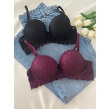 Gold Night Kadın Dantelli Desteklli Balenli Push Up Dolgulu Soft Sütyen Ikili Paket