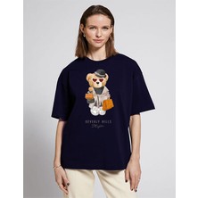 ÇARŞI47 Kadın Tişört Ayıcık Baskılı Yuvarlak Yaka T-Shirt