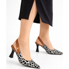 Dadwolf Kadın Slingback Topuklu Ayakkabı Sivri Burun 5,5 cm Orta Topuk Bantlı Zarif Günlük Ofis Stiletto