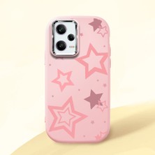 HONTINGA Redmi Note 12 Pro 5g ile Uyumlu Kılıfı Kamera Korumalı Düşüme Önleyici Basitlik Pembe Yumuşak Silikon Telefon Kılıfı Renkli Yıldızlar Desenli K4-0232