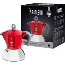 Storemax NO35 Bialetti - Moka Indüksiyon Kırmızı: 2 Cups Ocak Üstü Espresso Pişirici - 100ML - Alt Hazne: Dış Paslanmaz Çelik Iç Alüminyum - Patentli Güvenlik Valfi - Indüksiyon Ocak Türleri Için Uygundur