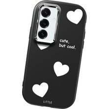 HONTINGA Samsung Galaxy S25 Plus ile Uyumlu Kılıfı Kamera Korumalı Düşüme Önleyici Basitlik Siyah Yumuşak Silikon Telefon Kılıfı Kalp Desenli K4-0238