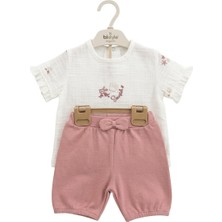 Bistil Bistyle 2li Takım Şortlu Müslin Starfish Wishes Pembe - Ekru