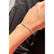 Spossy Silver Jewelry Unisex Ince Kelepçe Bileklik