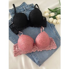 Gold Night Kadın Dantelli Desteklli Balenli Push Up Dolgulu Soft Sütyen Ikili Paket