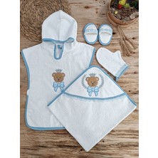 Akıllı Durak 0-1 Yaş Bear Nakışlı Pareolu 4lü Erkek Bebek Havlu Silgi Takımı