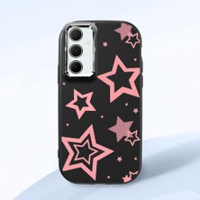 HONTINGA Samsung Galaxy A35 ile Uyumlu Kılıfı Kamera Korumalı Düşüme Önleyici Basitlik Siyah Yumuşak Silikon Telefon Kılıfı Renkli Yıldızlar Desenli K4-0232