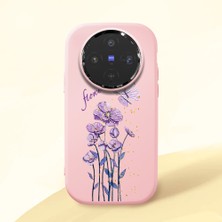 HONTINGA Vivo X300 ile Uyumlu Kılıfı Kamera Korumalı Düşüme Önleyici Basitlik Pembe Yumuşak Silikon Telefon Kılıfı Mor Kelebek Desenli K4-0244
