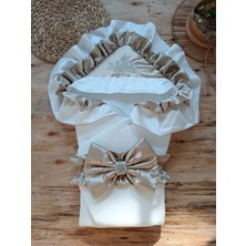 Akıllı Durak Yenidoğan Mehtap Lüks Kelebek Taç Nakışlı Bebek Battaniyesi Kundak