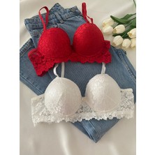 Gold Night Kadın Dantelli Desteklli Balenli Push Up Dolgulu Soft Sütyen Ikili Paket