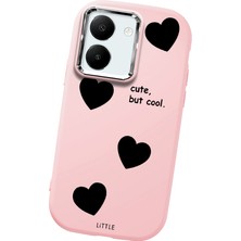 HONTINGA Vivo Y27 ile Uyumlu Kılıfı Kamera Korumalı Düşüme Önleyici Basitlik Pembe Yumuşak Silikon Telefon Kılıfı Kalp Desenli K4-0238