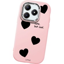 HONTINGA Realme C61 ile Uyumlu Kılıfı Kamera Korumalı Düşüme Önleyici Basitlik Pembe Yumuşak Silikon Telefon Kılıfı Kalp Desenli K4-0238