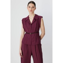 On Fashion Gömlek Vatkalı Kemerli Kolsuz