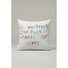 Viki Concept Pop Art Renkli Yazı Desenli Kırlent Kılıfı 025 – 45X45 cm Dekoratif Yastık Kılıfı