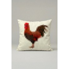 Viki Concept Pixel Horoz Kırlent Kılıfı 050 – Modern Dijital Sanat Dekoratif Yastık Kılıfı 45X45 cm
