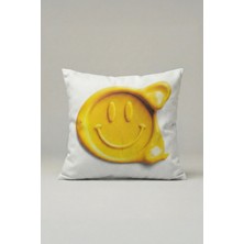 Viki Concept Sarı Smiley Desenli Modern Kırlent Kılıfı 055 – Eğlenceli Dekoratif Yastık Kılıfı 45X45 cm