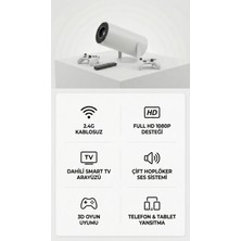 FaroxTech Akıllı Projeksiyon Cihazı 1080P Full Hd 3D Oyun Uyumlu Telefon ve Tablet Yansıtmalı