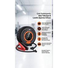 FaroxTech Akü Takviye Cihazı ve Dijital Lastik Şişirme Pompası Taşınabilir Kompresör-Powerbank