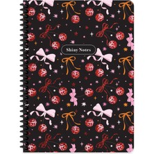 Keskin Color Keskin 16,5x 22,5 Çizgili Spiralli Işıltı Defter - Siyah