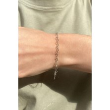 Spossy Silver Jewelry Kalp Zincir Bileklik