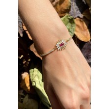 Spossy Silver Jewelry Baget Taşlı Çiçek Su Yolu Bileklik