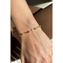 Spossy Silver Jewelry Araları Taşlı Zarif Tasarım Bileklik