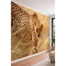 Dreamwall Vahşi Doğa ve Çita - Safari Temalı Tek Parça Tekstil Duvar Kağıdı