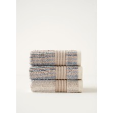 Bella Maison %100 Pamuk Stripe Ipliği Boyalı 3'lü Yüz Havlusu Seti Mavi (50X90 Cm)