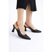 Dadwolf Kadın Slingback Topuklu Ayakkabı Sivri Burun 5,5 cm Orta Topuk Bantlı Zarif Günlük Ofis Stiletto