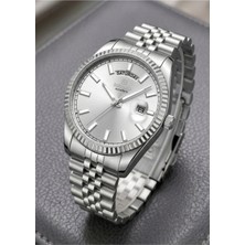 Reward Şık Kasa Çift Takvimli 5 Atm Su Geçirmez Gümüş Renk Erkek Kol Saati