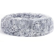 Storemax NO35 Feandrea Kabarık Köpek Yatağı, Kedi Yatağı, Çörek Yastığı, Yıkanabilir, Çıkarılabilir Orta Dolgulu, Uzun Peluş, 60 cm Çap, Ombre Gri PGW038G01