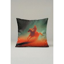 Viki Concept Neon Kovboy Silüet Dekoratif Kırlent Kılıfı 076 – Modern Retro Western Tasarım 45X45 cm