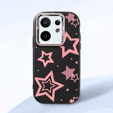 HONTINGA Vivo X200 Fe ile Uyumlu Kılıfı Kamera Korumalı Düşüme Önleyici Basitlik Siyah Yumuşak Silikon Telefon Kılıfı Renkli Yıldızlar Desenli K4-0232