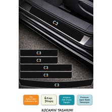 Kocamın Tasarımı Karbon Desenli Citroen C3 Kapı Eşiği Koruma Seti – 4 Kapı 1 Bagaj 5 Parça Renkli Baskı