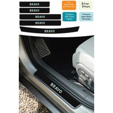 Kocamın Tasarımı Şık Tasarımlı Fiat Bravo Kapı Eşiği Karbon Folyo Seti – 5 Parça Renkli Baskılı Koruma