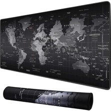 Storemax NO35 Mcstorey Gaming Mouse Pad 90X40 cm Geniş Dünya Haritası Desenli Kaymaz Tabanlı Dikişli Kenar Büyük Klavye Mouse Altlığı Siyah